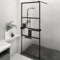 Parete Doccia Walk in Mensola Nera 80x195cm Vetro ESG Alluminio Parete Doccia Walk in Mensola Nera 80x195cm Vetro ESG Alluminio
