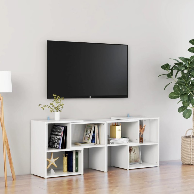 vidaXL Mobile Porta TV Bianco Lucido 104x30x52 cm in Legno Multistrato vidaXL Mobile Porta TV Bianco Lucido 104x30x52 cm in Legno Multistrato