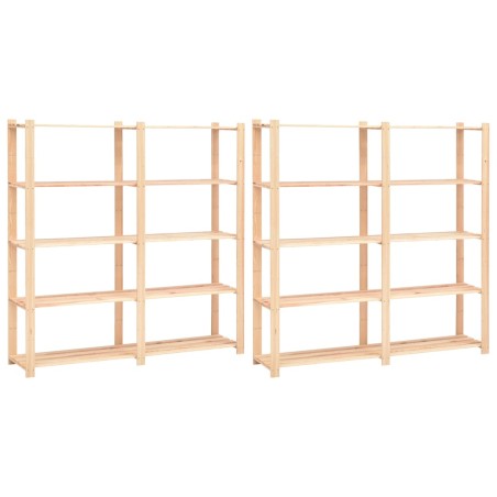 vidaXL Scaffali a 5 Livelli 2 pz 80x38x170 cm Massello Pino 500 kg
