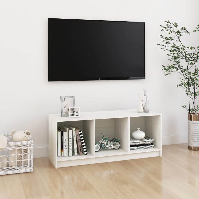 vidaXL Mobile Porta TV Bianco 104x33x41 cm in Legno Massello di Pino vidaXL Mobile Porta TV Bianco 104x33x41 cm in Legno Massello di Pino