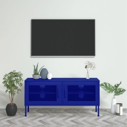 vidaXL Mobile TV Blu Marino 105x35x50 cm in Acciaio