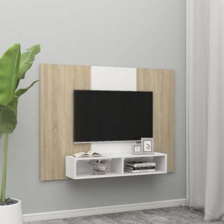 vidaXL Mobile TV a Muro Bianco Rovere Sonoma 135x23,5x90cm Truciolato