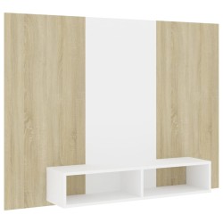 vidaXL Mobile TV a Muro Bianco Rovere Sonoma 135x23,5x90cm Truciolato
