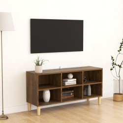 vidaXL Mobile TV Gambe in Legno Massello Rovere Marrone 103,5x30x50cm