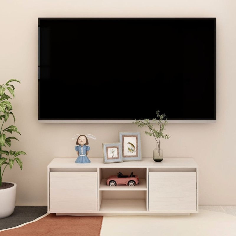 vidaXL Mobile Porta TV Bianco 110x30x40 cm in Legno Massello di Pino vidaXL Mobile Porta TV Bianco 110x30x40 cm in Legno Massello di Pino