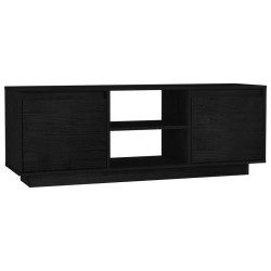 vidaXL Mobile Porta TV Nero 110x30x40 cm in Legno Massello di Pino