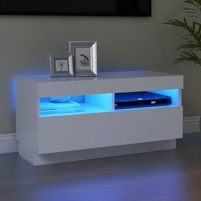 vidaXL Mobile Porta TV con Luci LED Bianco 80x35x40 cm vidaXL Mobile Porta TV con Luci LED Bianco 80x35x40 cm