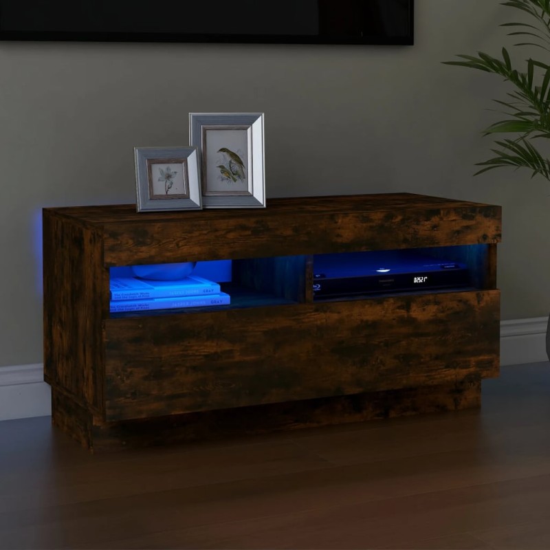 vidaXL Mobile Porta TV con Luci LED Rovere Fumo 80x35x40 cm vidaXL Mobile Porta TV con Luci LED Rovere Fumo 80x35x40 cm