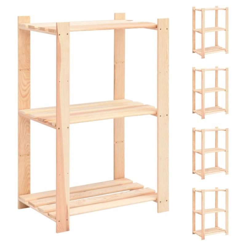 vidaXL Scaffali a 3 Livelli 5 pz 60x38x90 cm in Massello Pino 150 kg vidaXL Scaffali a 3 Livelli 5 pz 60x38x90 cm in Massello Pino 150 kg