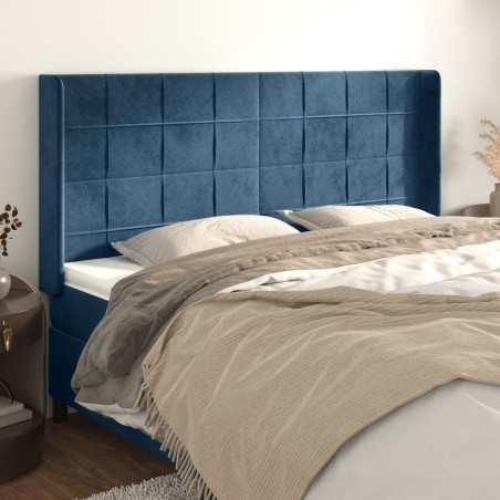 Testiera ad Orecchio Blu Scuro 183x16x118/128 cm in Velluto