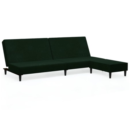 vidaXL Divano Letto a 2 Posti con Poggiapiedi Verde Scuro in Velluto