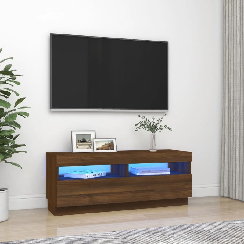 vidaXL Mobile Porta TV con Luci LED Rovere Marrone 100x35x40 cm vidaXL Mobile Porta TV con Luci LED Rovere Marrone 100x35x40 cm