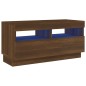 vidaXL Mobile Porta TV con Luci LED Rovere Marrone 80x35x40 cm