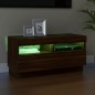 vidaXL Mobile Porta TV con Luci LED Rovere Marrone 80x35x40 cm