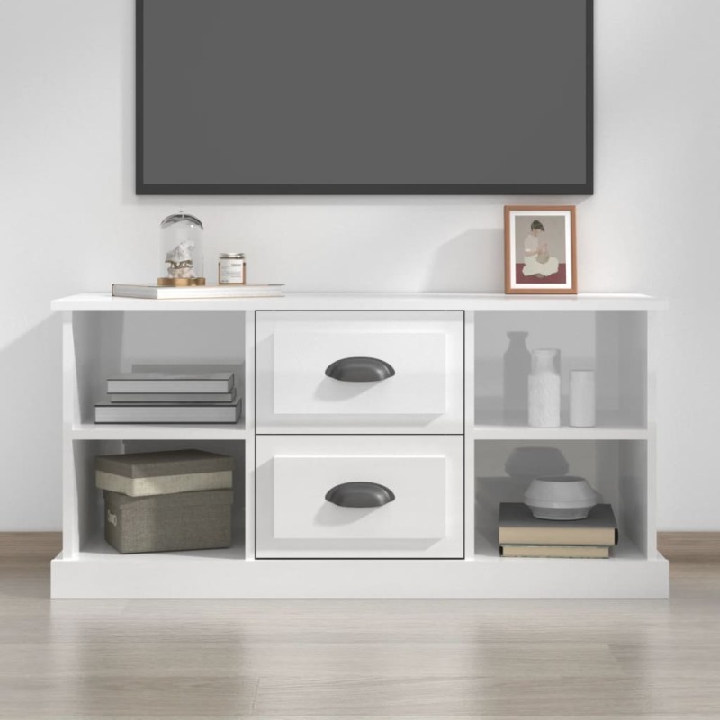 vidaXL Mobile Porta TV Bianco Lucido 99,5x35,5x48 cm Legno Multistrato vidaXL Mobile Porta TV Bianco Lucido 99,5x35,5x48 cm Legno Multistrato