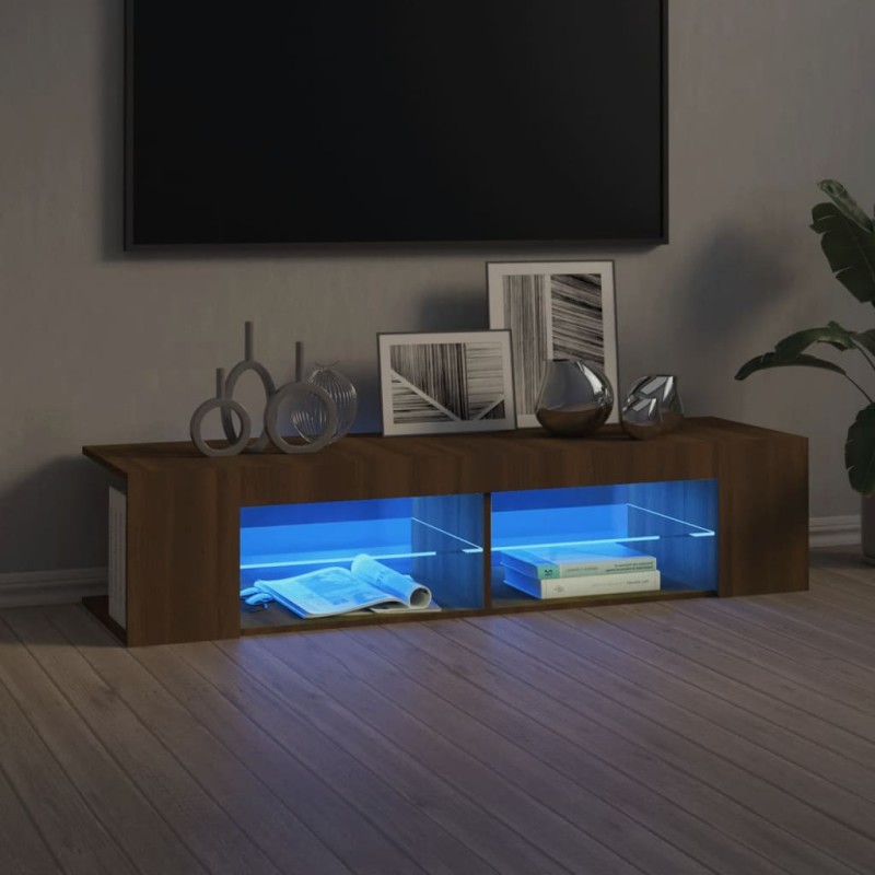 vidaXL Mobile Porta TV con Luci LED Rovere Marrone 135x39x30 cm vidaXL Mobile Porta TV con Luci LED Rovere Marrone 135x39x30 cm