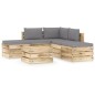 vidaXL Set Divani da Giardino con Cuscini 6 pz Legno Impregnato Verde vidaXL Set Divani da Giardino con Cuscini 6 pz Legno Impregnato Verde
