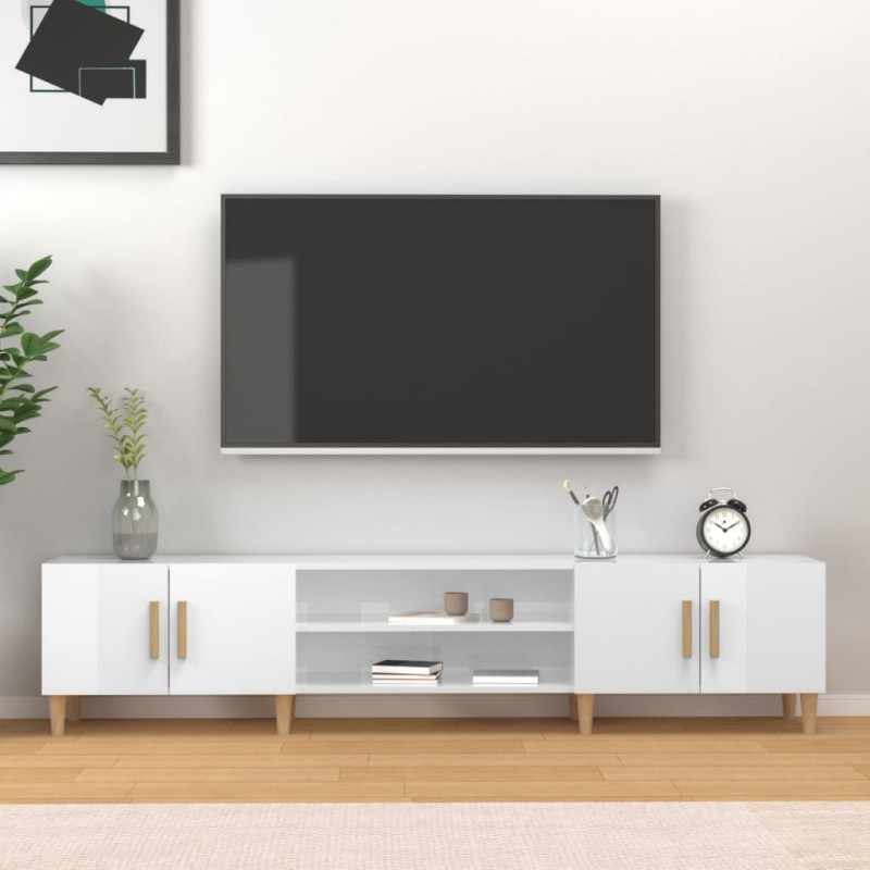 vidaXL Mobile Porta TV Bianco Lucido 180x31,5x40 cm Legno Multistrato vidaXL Mobile Porta TV Bianco Lucido 180x31,5x40 cm Legno Multistrato