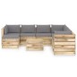 vidaXL Set Divani da Giardino con Cuscini 9 pz Legno Impregnato Verde