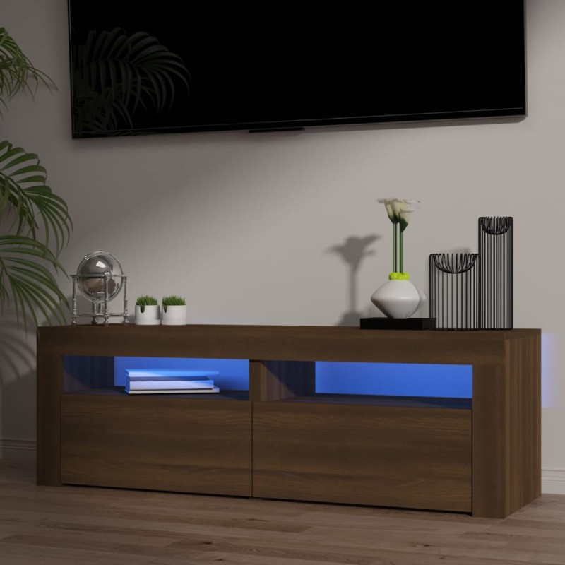 vidaXL Mobile Porta TV con Luci LED Rovere Marrone 120x35x40 cm vidaXL Mobile Porta TV con Luci LED Rovere Marrone 120x35x40 cm