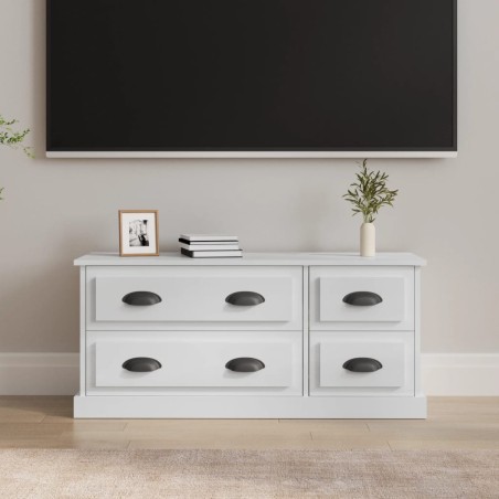 vidaXL Mobile Porta TV Bianco Lucido 100x35,5x45 cm Legno Multistrato