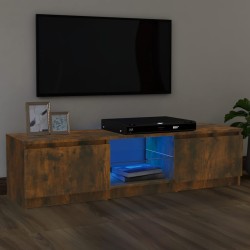 vidaXL Mobile Porta TV con Luci LED Rovere Fumo 120x30x35,5 cm