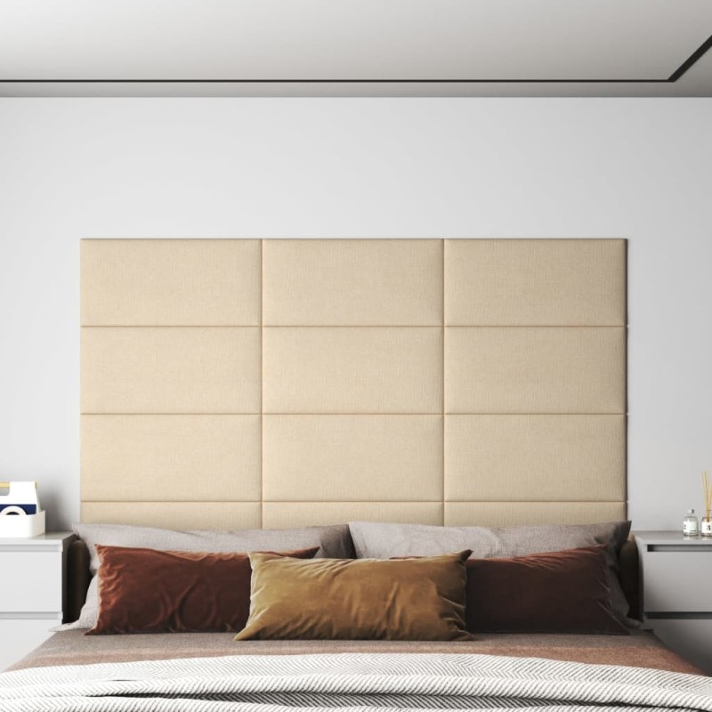 Pannelli Murali 12 pz Crema 60x30 cm in Tessuto 2,16 m² Pannelli Murali 12 pz Crema 60x30 cm in Tessuto 2,16 m²