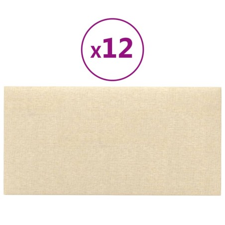 Pannelli Murali 12 pz Crema 60x30 cm in Tessuto 2,16 m²