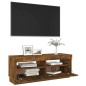 vidaXL Mobile Porta TV con Luci LED Rovere Fumo 100x35x40 cm vidaXL Mobile Porta TV con Luci LED Rovere Fumo 100x35x40 cm