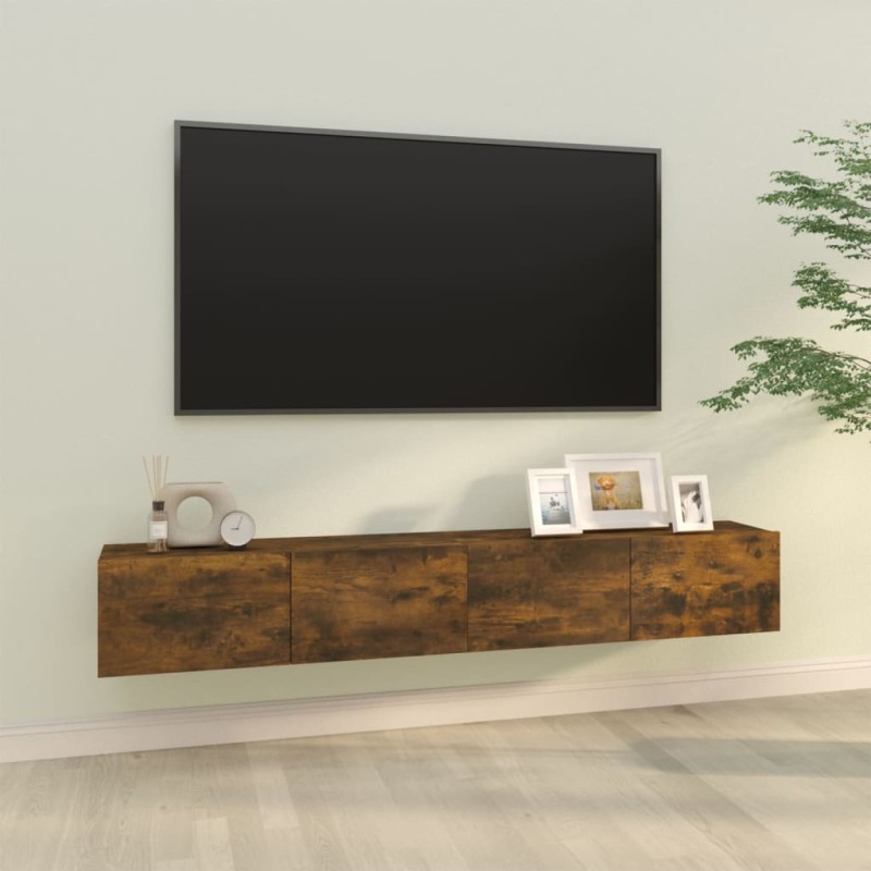 vidaXL Mobili TV da Parete 2pz Rovere Fumo 100x30x30 Legno Multistrato vidaXL Mobili TV da Parete 2pz Rovere Fumo 100x30x30 Legno Multistrato