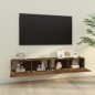 vidaXL Mobili TV da Parete 2pz Rovere Fumo 100x30x30 Legno Multistrato vidaXL Mobili TV da Parete 2pz Rovere Fumo 100x30x30 Legno Multistrato