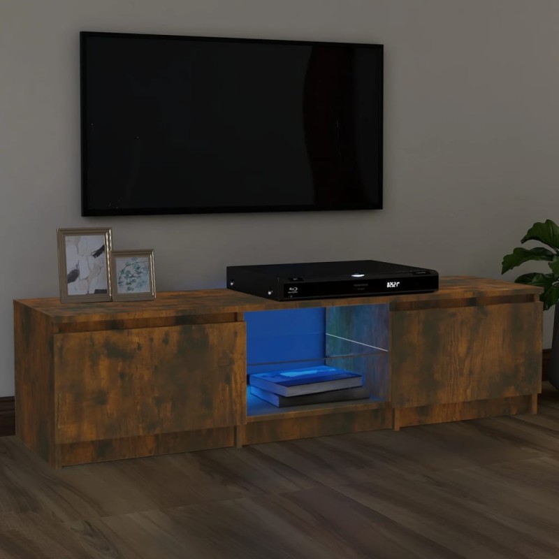 vidaXL Mobile Porta TV con Luci LED Rovere Fumo 140x40x35,5 cm vidaXL Mobile Porta TV con Luci LED Rovere Fumo 140x40x35,5 cm