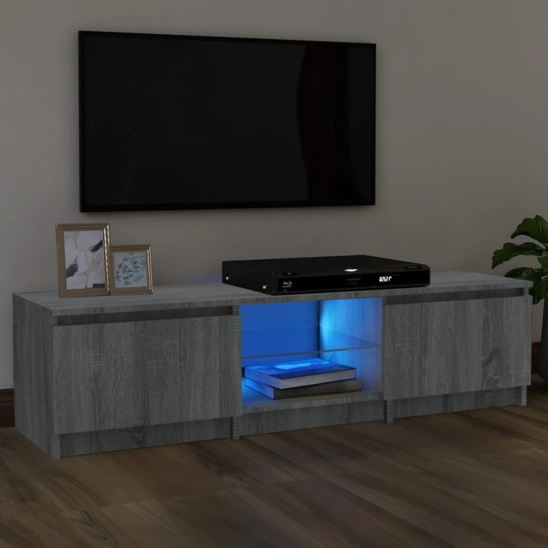 vidaXL Mobile Porta TV con Luci LED Grigio Sonoma 140x40x35,5 cm vidaXL Mobile Porta TV con Luci LED Grigio Sonoma 140x40x35,5 cm