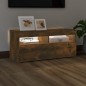 vidaXL Mobile Porta TV con Luci LED Rovere Fumo 90x35x40 cm