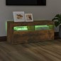 vidaXL Mobile Porta TV con Luci LED Rovere Fumo 90x35x40 cm