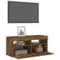 vidaXL Mobile Porta TV con Luci LED Rovere Fumo 90x35x40 cm