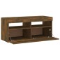 vidaXL Mobile Porta TV con Luci LED Rovere Fumo 90x35x40 cm