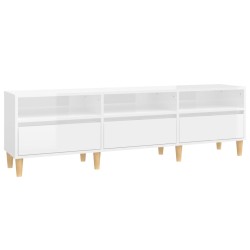 vidaXL Mobile Porta TV Bianco Lucido 150x30x44,5 cm Legno Multistrato