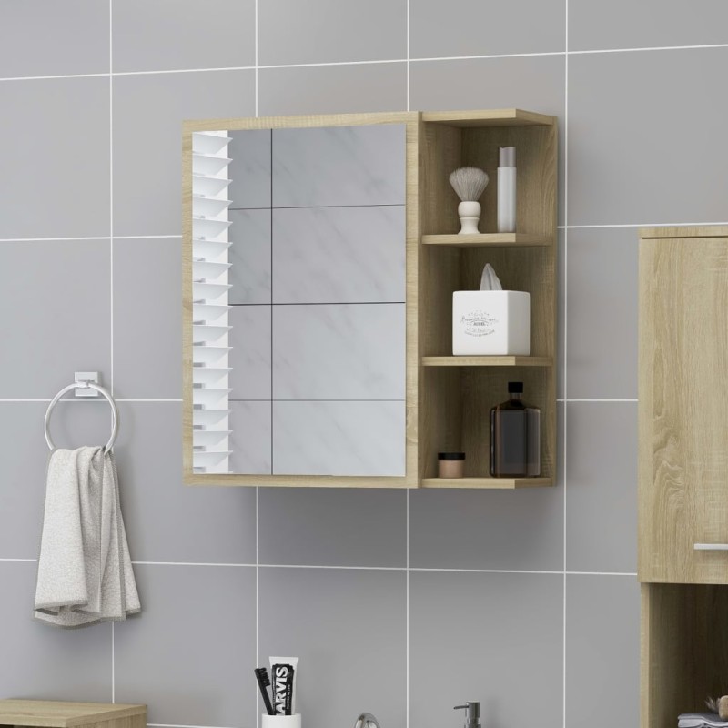 Armadietto a Specchio Rovere Sonoma 62,5x20,5x64 cm Truciolato Armadietto a Specchio Rovere Sonoma 62,5x20,5x64 cm Truciolato