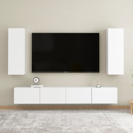 vidaXL Set Mobili Porta TV 4 pz Bianco in Legno Multistrato