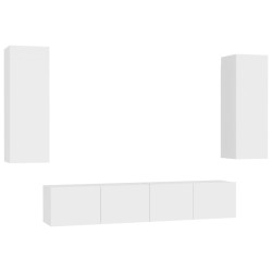 vidaXL Set Mobili Porta TV 4 pz Bianco in Legno Multistrato