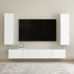 vidaXL Set Mobile TV 4 pz Bianco in Truciolato
