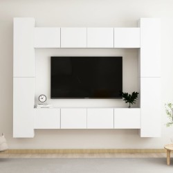 vidaXL Set Mobile TV 8 pz Bianco in Truciolato