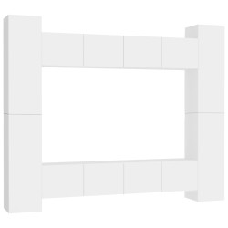 vidaXL Set Mobile TV 8 pz Bianco in Truciolato