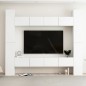 vidaXL Set Mobili Porta TV 8 pz Bianco in Legno Multistrato vidaXL Set Mobili Porta TV 8 pz Bianco in Legno Multistrato