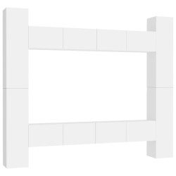 vidaXL Set Mobili Porta TV 8 pz Bianco in Legno Multistrato