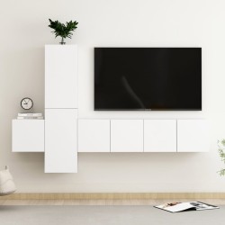 vidaXL Set di Mobili Porta TV 5 pz Bianco in Legno Multistrato