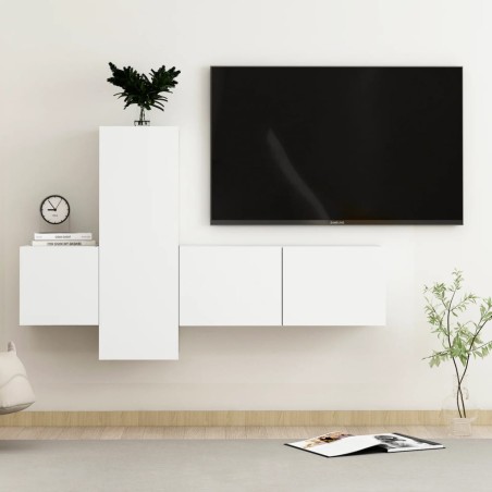vidaXL Set di Mobili Porta TV 3 pz Bianco in Legno Multistrato