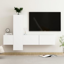 vidaXL Set di Mobili Porta TV 3 pz Bianco in Legno Multistrato