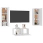 vidaXL Set Mobili Porta TV 3 pz Bianco in Legno Multistrato vidaXL Set Mobili Porta TV 3 pz Bianco in Legno Multistrato